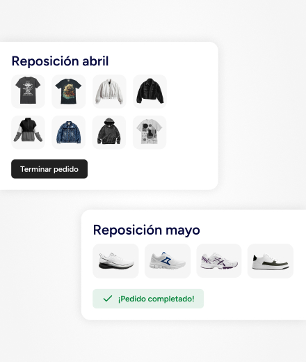 Vista de reposiciones de producto en tiempo real en Go2B